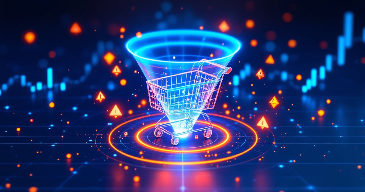 Auditoría de conversión de ecommerce — carrito digital con 14 indicadores de señales de análisis de tienda