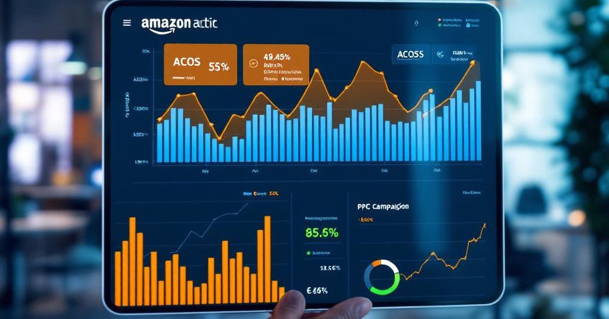 Dashboard Amazon Advertising con métricas ACOS y campañas PPC optimizadas